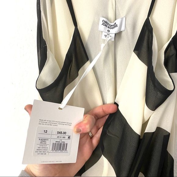 NWT Christopher John Rogers X Target Black White Chevron Stripe Slit Maxi Dress - Picture 8 of 8